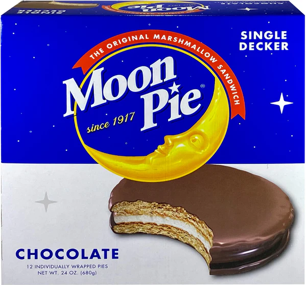 (S2-07) Moon Pie - Chocolate - Single Decker 2oz (57g) x 12 Units