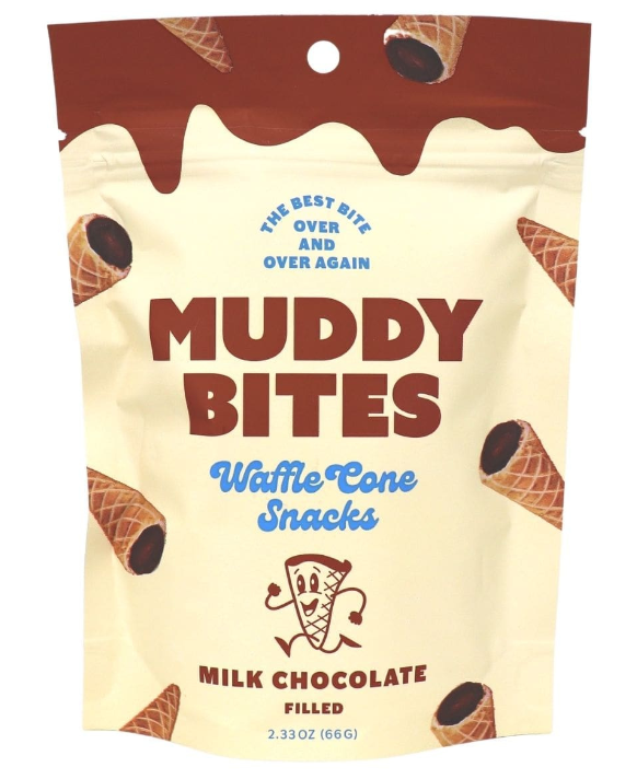 4 Units x Bundle - Waffle Cone - Muddy Bites - Milk Chocolate 2.33oz (66g)