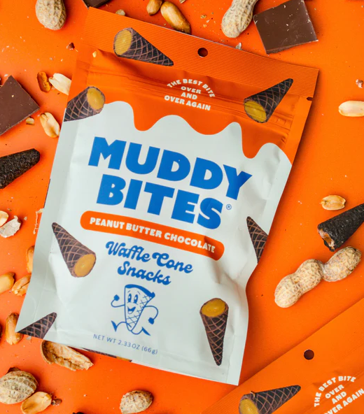 4 Units x Bundle - Waffle Cone -Muddy Bites - Peanut Butter Chocolate 2.33oz (66g)