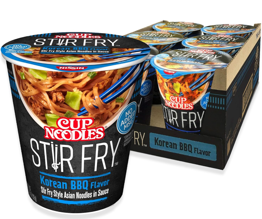 (S6-12) US - Nissin Cup Noodles - Stir Fry Noodles - Korean BBQ Sauce 2.89 oz (82g) x 6 units