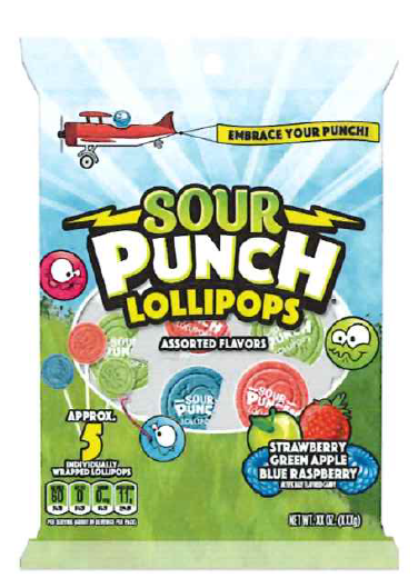 (S7-05)Mexico- Peg - Sour Punch Lollipops 3oz (85g) x 12 Units