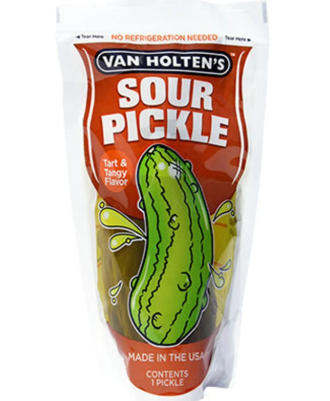 (S5-03) Van Holten - King Size Pickle-in-a-Pouch - Sour Pickle x 12 units (Buyer is responsible if Pickle Juice may leak during shipping)