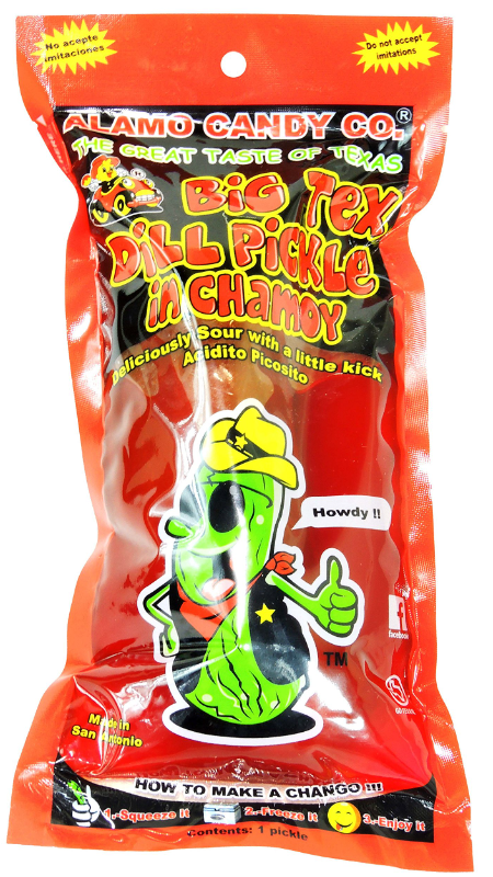 (S5-03) US - ALAMO CANDY BIG TEX DILL PICKLE - CHAMOY x 12 units (Buyer is responsible if Pickle Juice may leak during shipping)