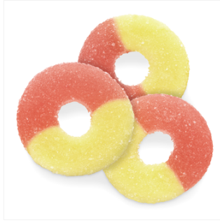 (S3-02) Bulk - Albanese Gummi Rings - Pink and Yellow - Strawberry Banana Rings 4.5lb(2.04kg) x 1 Bag