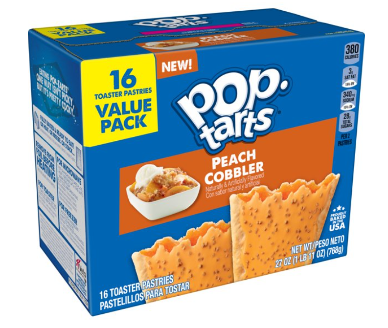 Cool - Pop Tarts - Peach Cobbler (16 Toasters) 27oz (768g) x 1 Box (Boxes with minor damage due to shipping)