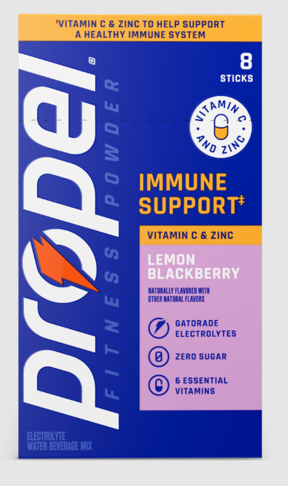 (S5-01) Propel Immune Support Electrolyte Drink Mix Powder - Lemon Blackberry (8 Sticks) 0.93oz (26g) x 10 Units