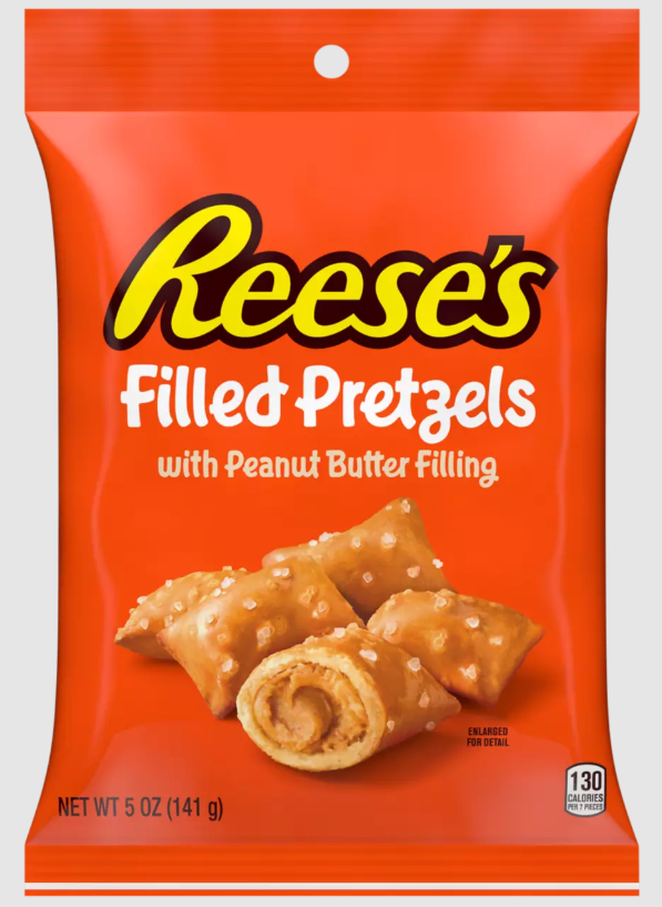 (S7-06) US - Pretzels - Reese's- Filled Pretzels With Peanut Butter Filling Peg Bag 5 oz (141g) x 12 units
