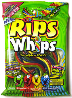 Rips Whips Licorice 3.75 oz Peg Bag 12 units