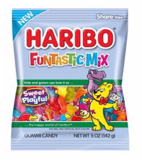 (S1 - 01) Box - GERMANY - Haribo Funtastic Mix Peg Bag 5 Oz (142g) x 12 units - SugarMarket.ca