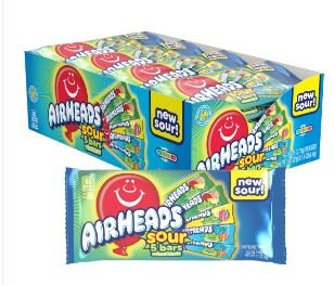 (S1 - 01) Box - US - Airheads 5 Bar SOUR Assorted Pack - 2.75oz X 18 Units - SugarMarket.ca