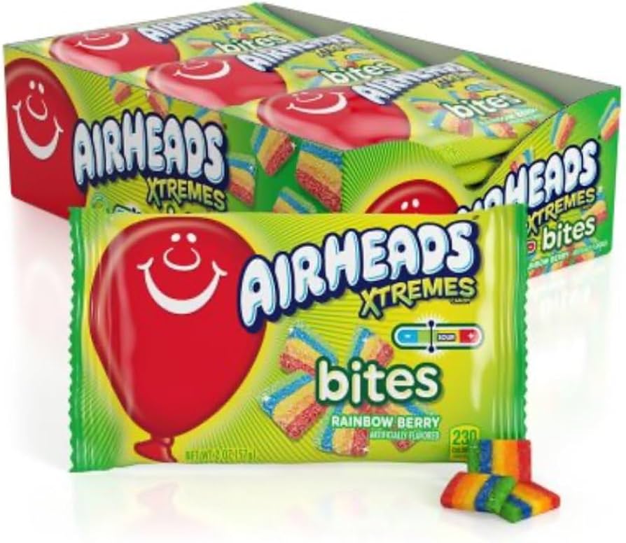 (S1 - 01) Box - US - Airheads Xtremes - Rainbow Berry - BITES 2 oz x 18 units - SugarMarket.ca