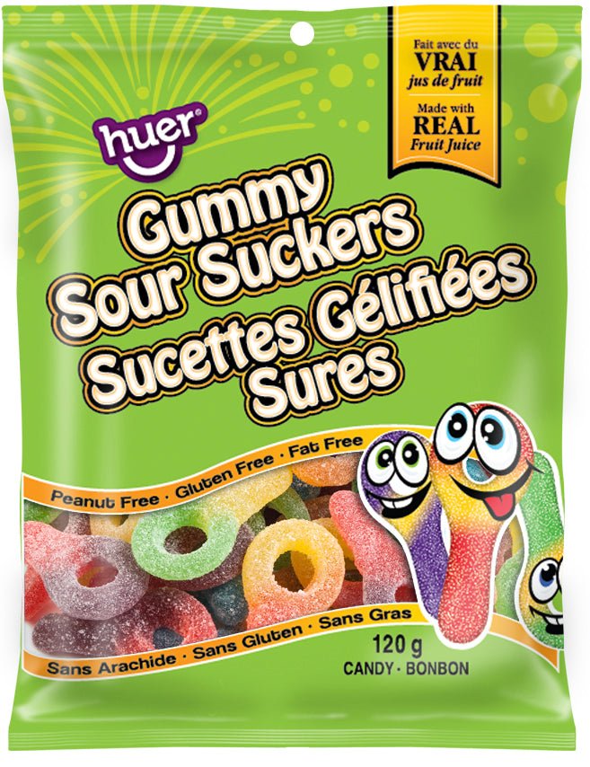 (S1 - 04) Box - Huer - Peg Bag 120g - Suckers - Sour x 24 units - SugarMarket.ca