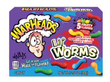 (S1 - 04) Box - US - Theater Box - Warheads Lil Worms 3.5 oz (99g) x 12 units - SugarMarket.ca