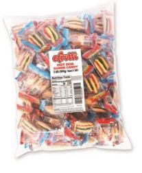(S1 - 04) Bulk - efrutti Gummi Hot Dogs Individual Wrap - 2LB (101pcs) X 1 Bag - SugarMarket.ca