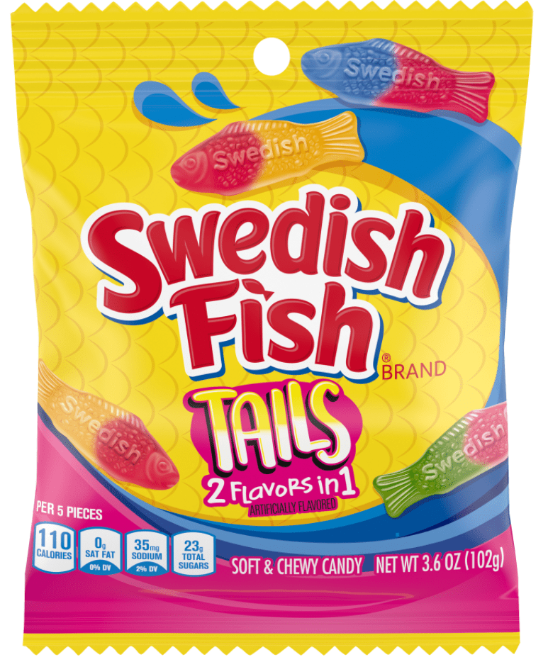 (S1 - 06) Box - Canada - Swedish Fish Big Tails Peg Bag - 3.6oz (102g) x 12 Units - SugarMarket.ca