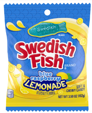 (S1 - 06) Box - CANADA - Swedish Fish - Blue Raspberry Lemon Peg Bag - 3.59oz (102g) x 12 units - SugarMarket.ca