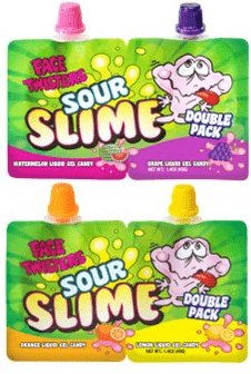 (S1 - 06) Box - CHINA - Face Twisters - Sour Slime Series 2 - Watermelon & Grape AND Orange & Lemon 1.4oz (40g) x 18 units - SugarMarket.ca