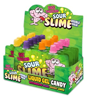 (S1 - 06) Box - CHINA - Face Twisters - Sour Slime Series 2 - Watermelon & Grape AND Orange & Lemon 1.4oz (40g) x 18 units - SugarMarket.ca