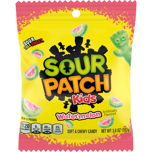 (S1 - 06) Box - Mexico - Sour Patch Kids - Watermelon Peg Bag 3.6oz (102g) x 12 Units - SugarMarket.ca