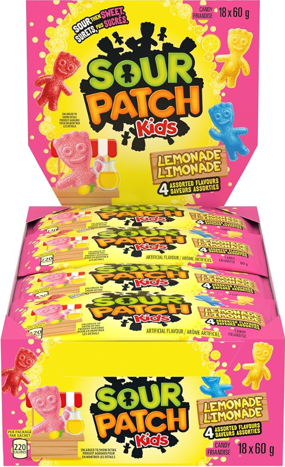 (S1 - 06) Box - Sour Patch Kids Lemonade 60g x 18 Units - SugarMarket.ca