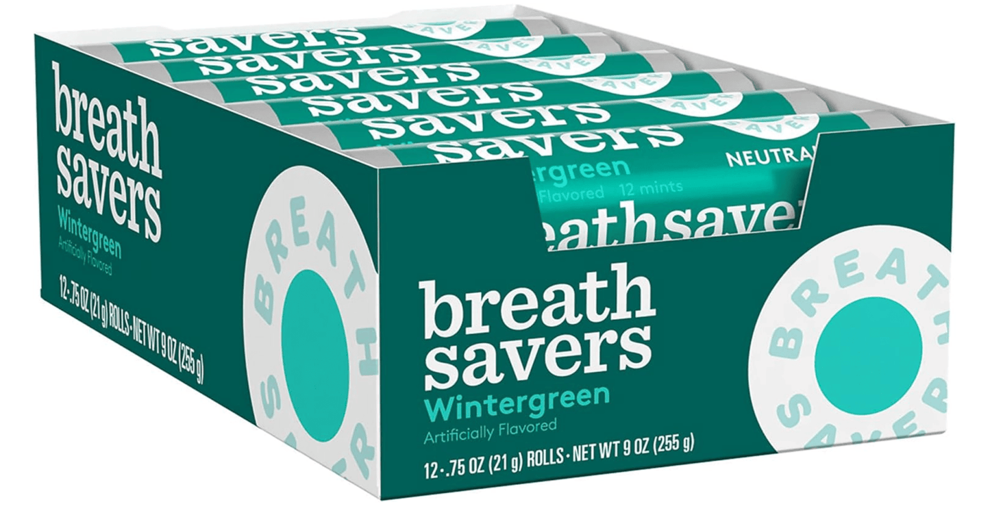 (S1 - 06) Box - US - Breath Savers Mints Roll - Wintergreen 0.75oz x 12 units - SugarMarket.ca