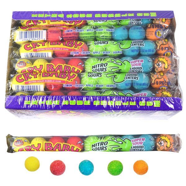 (S1 - 06) Box - US - Cry Baby Nitro Sours Gumballs 9 Ball Tube x 24 units - SugarMarket.ca