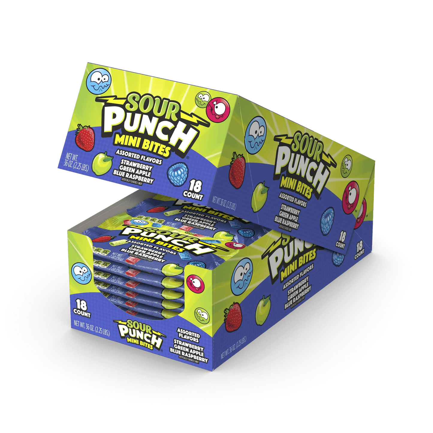 (S1 - 06) Box - US - Sour Punch Assorted Mini Bites 2 oz x 18 unit - SugarMarket.ca