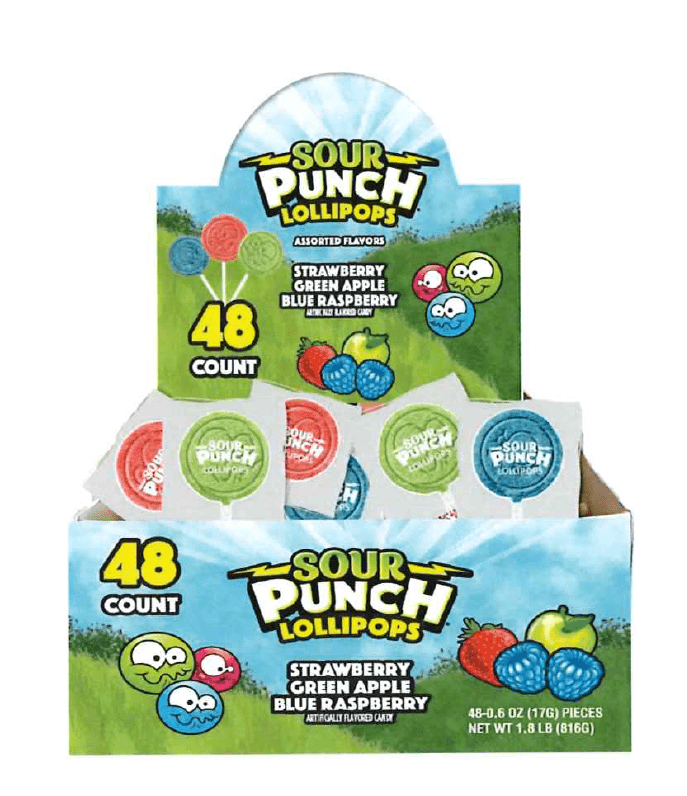 (S1 - 06) Box - US - Sour Punch Lollipops 17g x 48 units - SugarMarket.ca