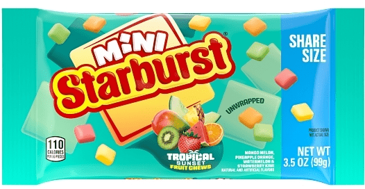 (S1 - 06) Box - US - Starburst Mini - Tropical Share Size 3.5oz (99g) x 15 units - SugarMarket.ca
