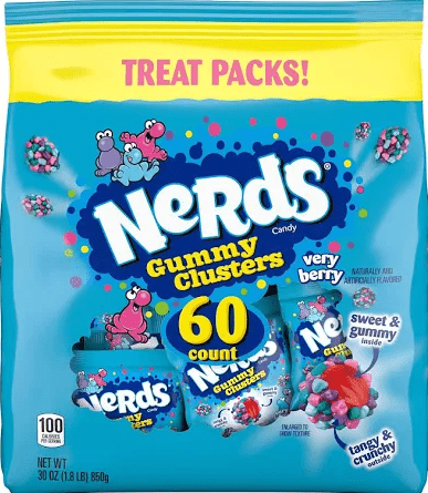 (S2 - 01) Box - Nerds Gummy Cluster Very Berry Treat pack 60pk - 30oz (850g) x 1bag - SugarMarket.ca