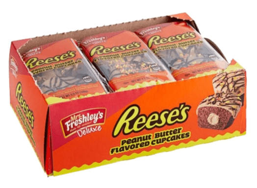 (S2 - 02) Box - US - Mrs. Freshley's Reeses PB - Chocolate Cupcakes 4.5Oz (128g) x 6 units (BEST BEFORE 27 OCTOBER,2025) - SugarMarket.ca
