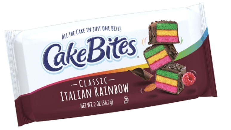 (S2 - 04) Box - CAKEBITES - Classic Italian Rainbow Cake 2oz (56.7g) x 12 units - SugarMarket.ca