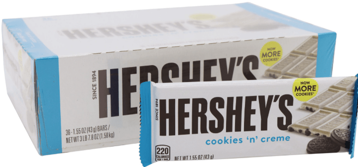 (S2 - 04) Box - Us - HERSHEY Cookie n Creme 1.55oz( 43g) x 36 Units - SugarMarket.ca