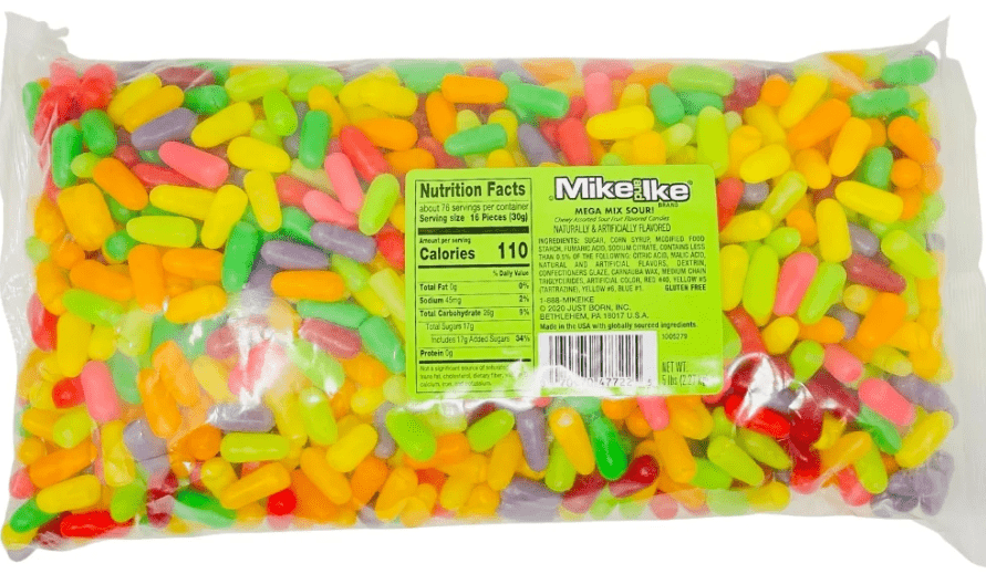 (S2 - 06) US - Bulk - Mike & Ike Sour Mega Mix 5lb(2.27KG) X 1 Bag - SugarMarket.ca