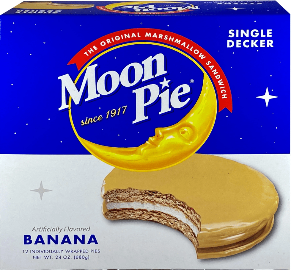 (S2 - 07) Box - Moon Pie - Banana - Single Decker 2oz (57g) x 12 Units - SugarMarket.ca