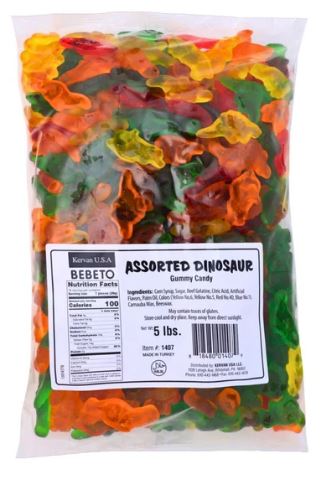 (S3 - 03) Turkey - Bulk - Kervan Gummies Dinosaurs 5lb (2.27kg) - SugarMarket.ca