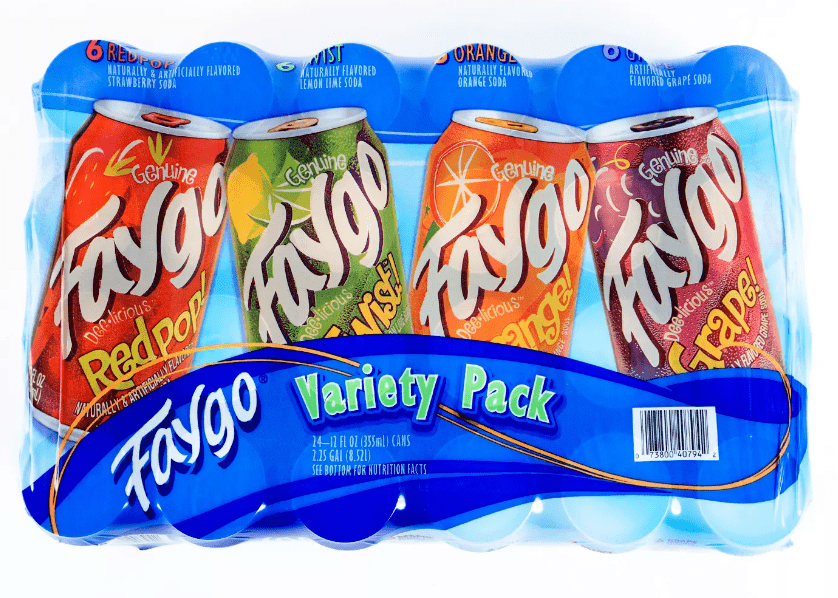 (S5 - 02) Box - US - Beverage - Faygo Variety Pack 12oz (355ml) x 24 Cans (6xGrape, 6xRedPop, 6xOrange, 6xTwist Lemon Lime) (Buyer is responsible if drinks may leak during shipping and weather) - SugarMarket.ca