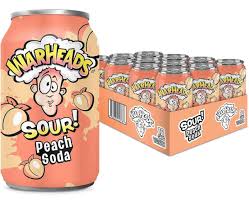 (S5 - 02) Box - US - BEVERAGE - Warheads Sour Soda - PEACH 355ml x 12 Units (Buyer is responsible if drinks may leak during shipping and weather) - SugarMarket.ca