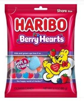 (S6 - 03) Box - Valentine - Haribo Berry Hearts 3.1oz(88g) X 12 Bags - SugarMarket.ca
