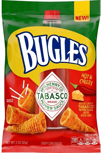 (S6 - 04) Box - US - Chips - Bugles - Tabasco Crispy Corn Snacks 3oz (85g) x 6 units (chips bags may be deflated during shipping) - SugarMarket.ca