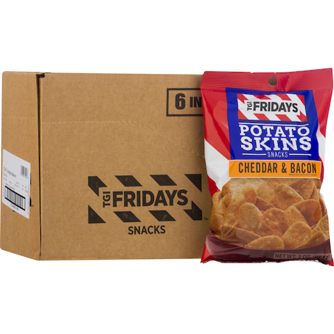 (S6 - 05) Box - US - Chips - TGI Fridays Cheddar Bacon Potato Skins 3oz (85g) x 6 bags (chips bags may be deflated during shipping) - SugarMarket.ca