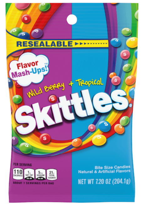 (S6 - 05) Box - US - Peg Bag - Skittles - Mash - Ups Bite Size 7.20 oz (204g) x 12 units - SugarMarket.ca