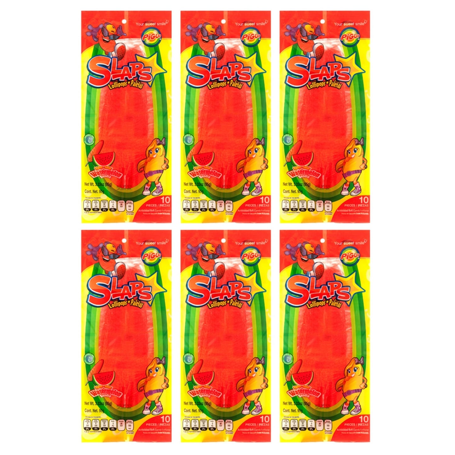 (S6 - 06) Box - Slaps Candy - WATERMELON 10 - Pk 3.33OZ (95g) x 25 units - SugarMarket.ca