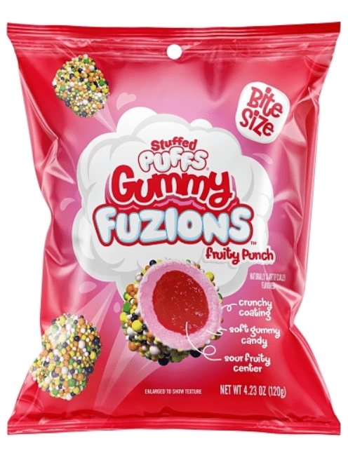 (S6 - 06) Box - Stuffed Puffs - Gummy Fusion - Fruity Punch Bites 4.23oz (120g) X 8 Units - SugarMarket.ca