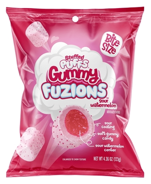 (S6 - 06) Box - Stuffed Puffs - Gummy Fusion - Sour Watermelon Gummy 4.36oz (123g) x 8 Units - SugarMarket.ca