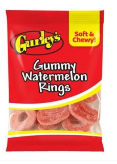 (S6 - 06) Box - US - Gurleys Gummy - Watermelon Rings 4.50 oz (128g) x 12 Units - SugarMarket.ca