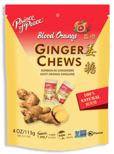 (S6 - 07) Box - PRINCE OF PEACE GINGER CHEWS SUB - BLOOD ORANGE 4oz (113g) x 12 units - SugarMarket.ca