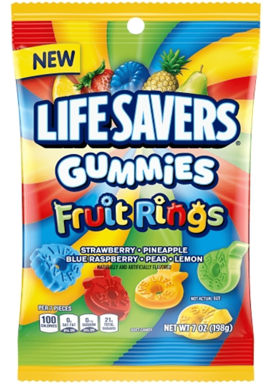(S6 - 08) Box - US - Peg Bag - Lifesavers GUMMIES - Fruit Ring 7oz (198g) x 12 units - SugarMarket.ca