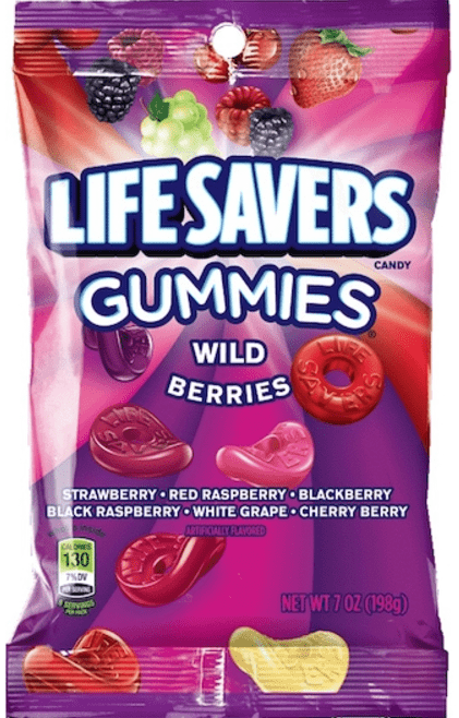 (S6 - 08) Box - US - Peg Bag - Lifesavers GUMMIES - Wild Berries 7oz (198g) x 12 units - SugarMarket.ca