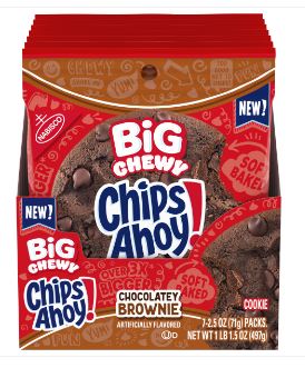 (S6 - 10) Box - US - CHIPS AHOY - CHEWY BROWNIE BIG COOKIES - 2.5oz (71g) x 14 Units (7pkx2) - SugarMarket.ca